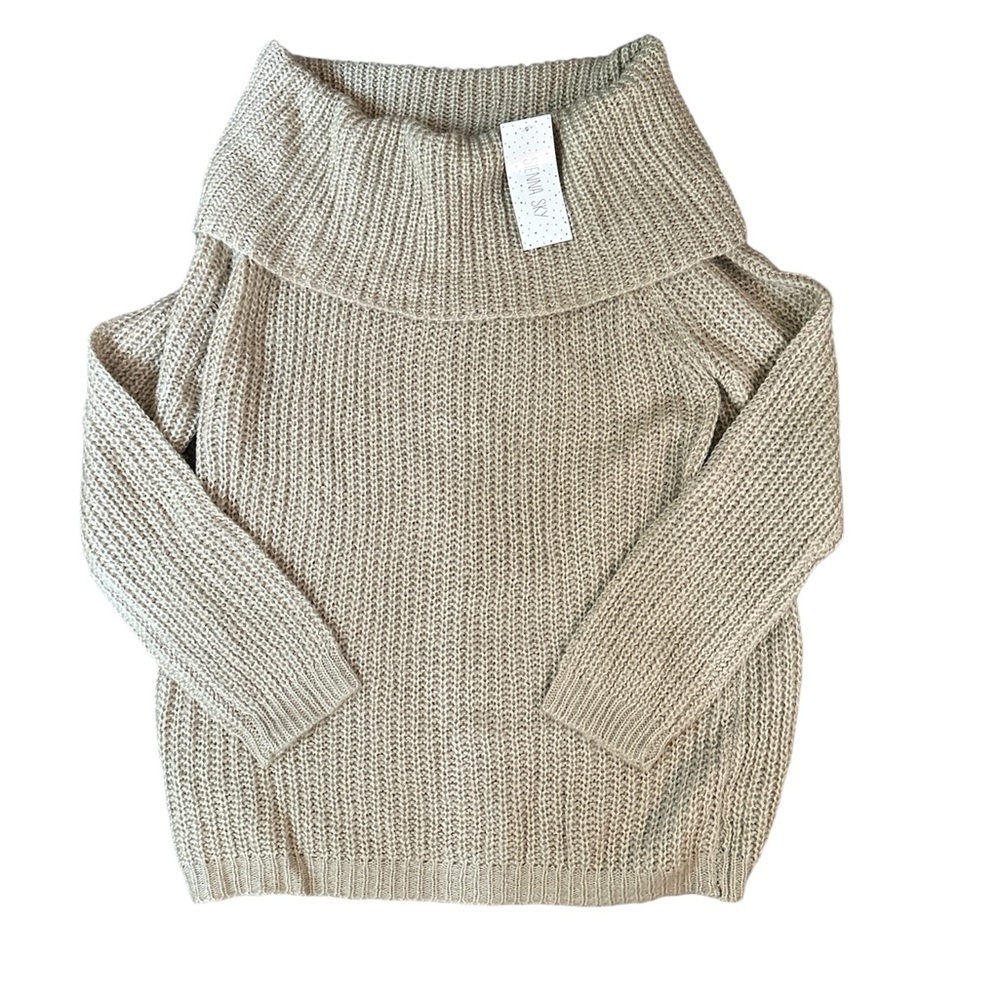 Sienna Sky beige tan‎ NWT sweater Large Off the Shoulder